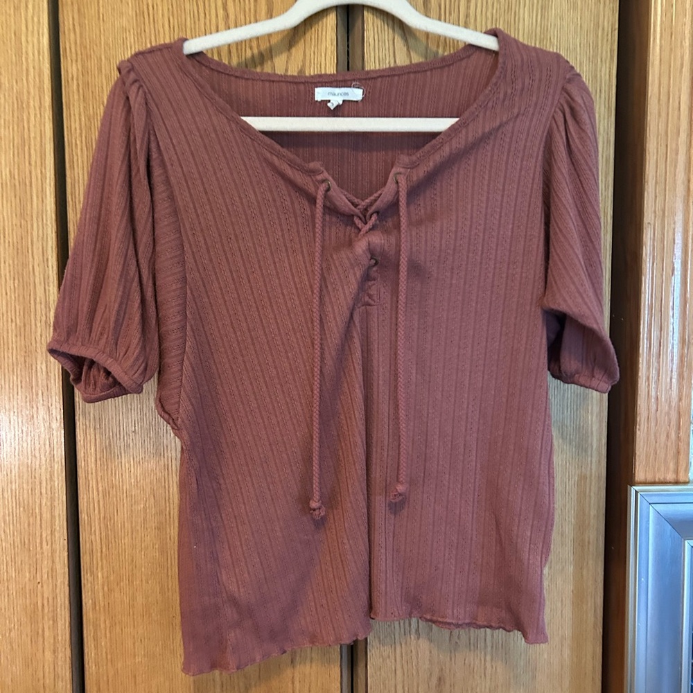 Maurices Terracotta Ribbed Blouse